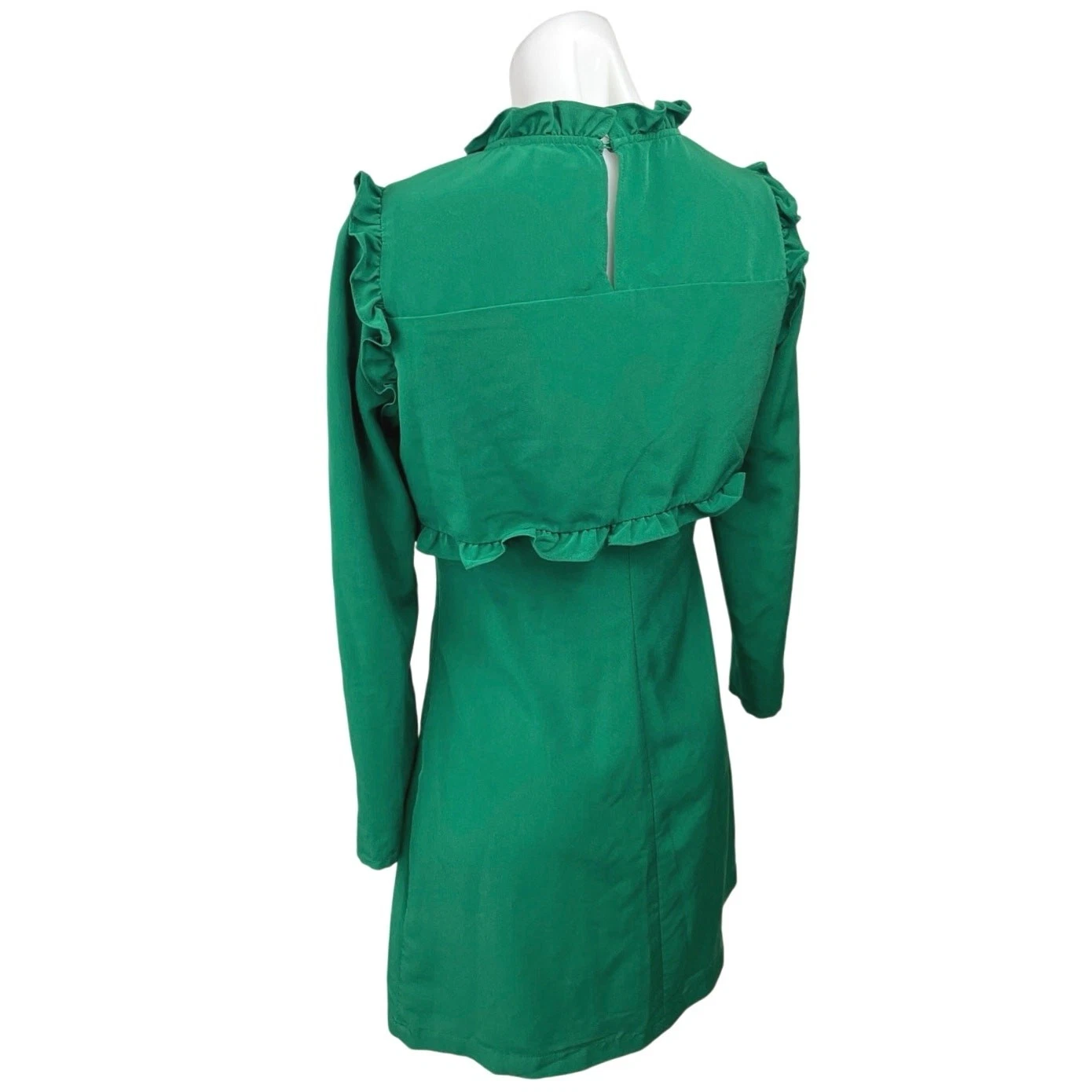 VETEMENTS Mini abito Maje verde jacqueline manica lunga volant finto collo plissettato linea A 2