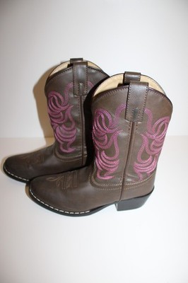 Western Cowgirl Boots Big Girl Brown and Pink Design- Size 2