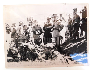 foto originale del re mussolini e badoglio alle esercitazioni del 1934 in piemon