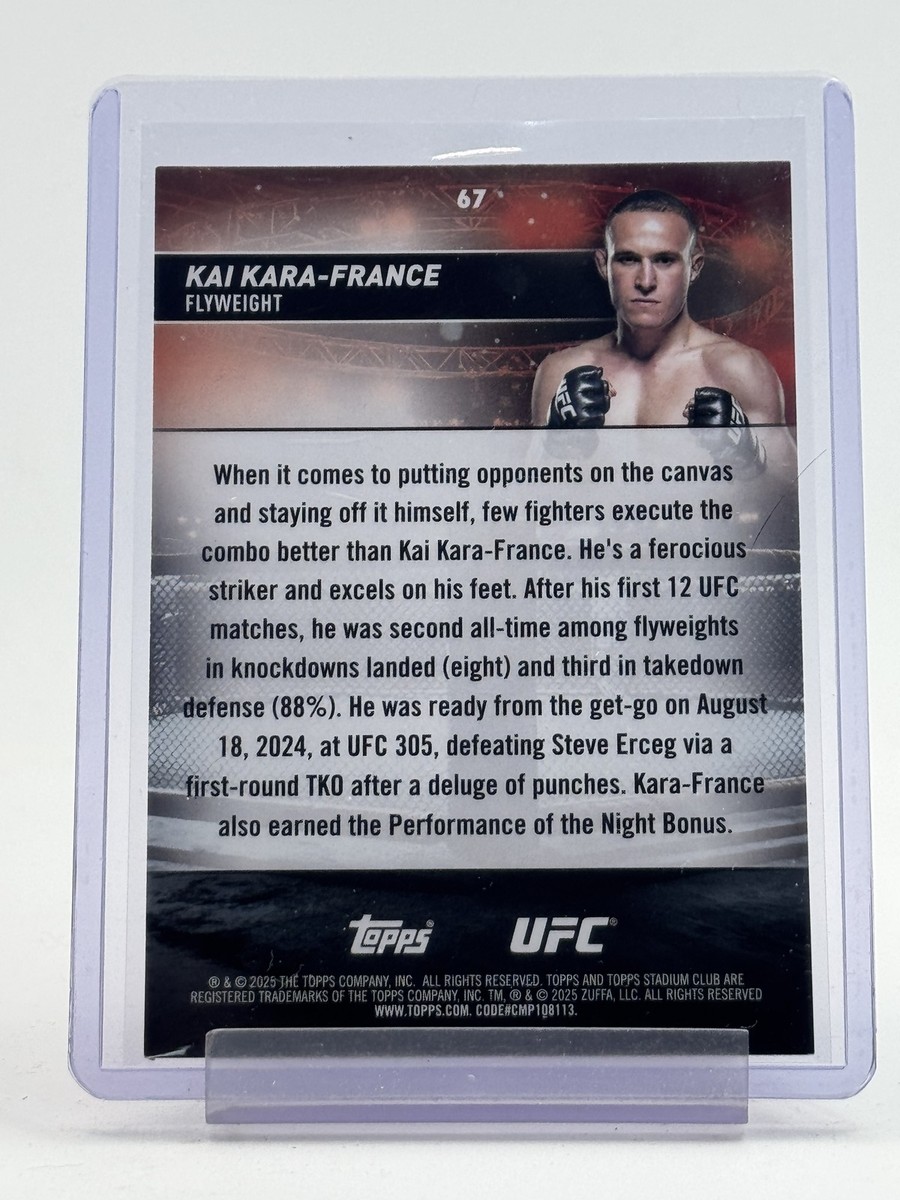 2025 Topps Stadium Club UFC - Kai Kara-France #67 Purple Foil /75