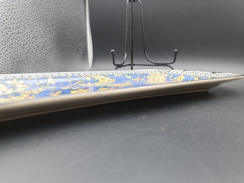 Schöne Royal Doulton Keramik blau gelb Prunus Servier Sandwich Platte 13" - Bild 6 von 7