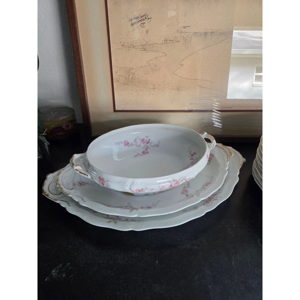 Theodore Haviland Limoges Francia Rosa Floral 13 piezas Porcelana 1900-1920 Antiguo Foto 4 de 4
