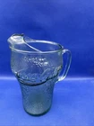 Vintage Coca Cola Glass Pitcher Green Pebbled Dimpled 64 oz