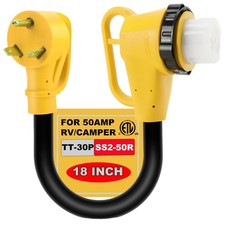 30 Amp to 50 Amp RV Adapter with Twist Lock for 30 Amp RV Extension Cord and