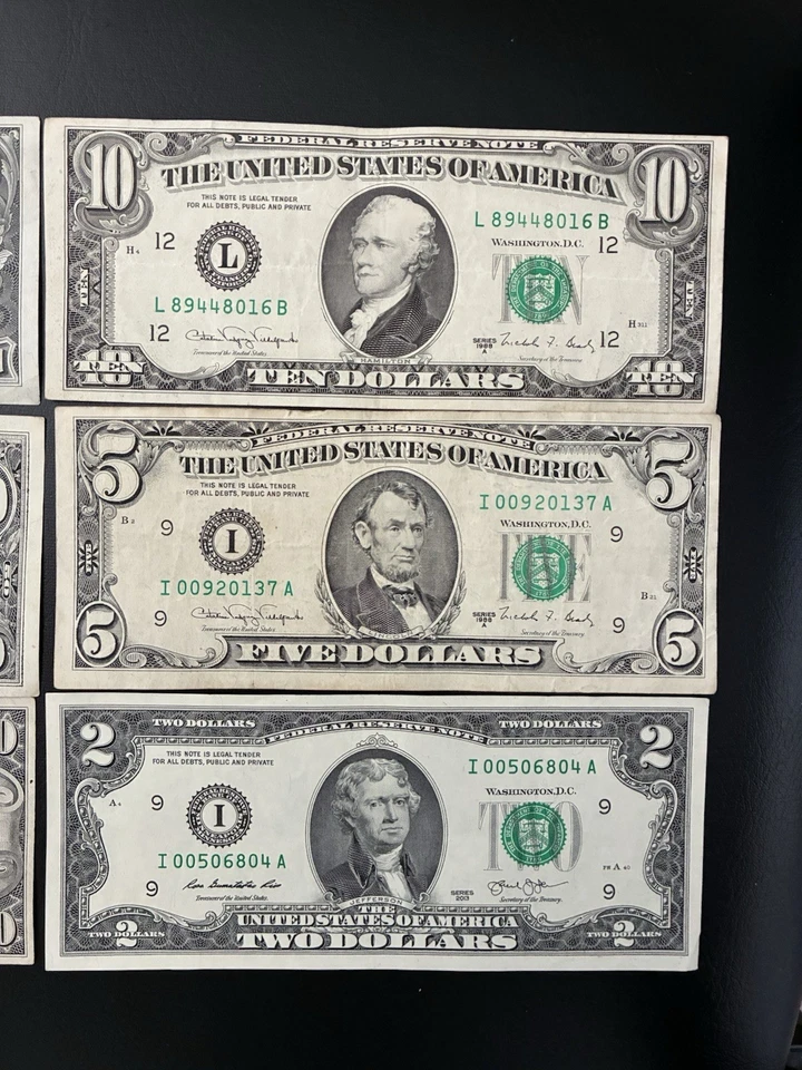 1969 $100 w/ $50 / $20 / $10 / $5 & $2 DOLLAR OLD STYLE SMALL FACE BILLS SHARP - Image 4 of 4