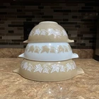 Vintage Pyrex Sandalwood Ivy Cinderella Mixing Bowl 3 Piece Set 442, 443, 444