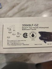 Delta 35849LF-GZ Nicoli Widespread Bathroom Faucet Champagne Bronze/ MatteBlack