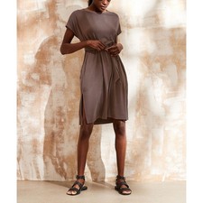 Banana Republic Sandwash Dress Deep Brown Belt Pockets Modal Small NWT