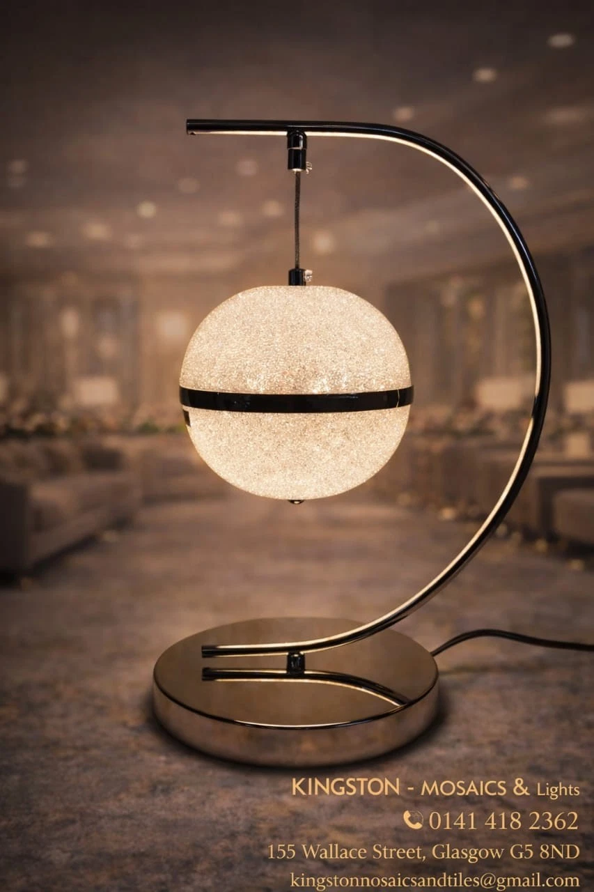 Luxury Gold Circular Crystal LED Table Lamp Modern Ring Bedside Floor Lamp Home - Picture 1 of 8