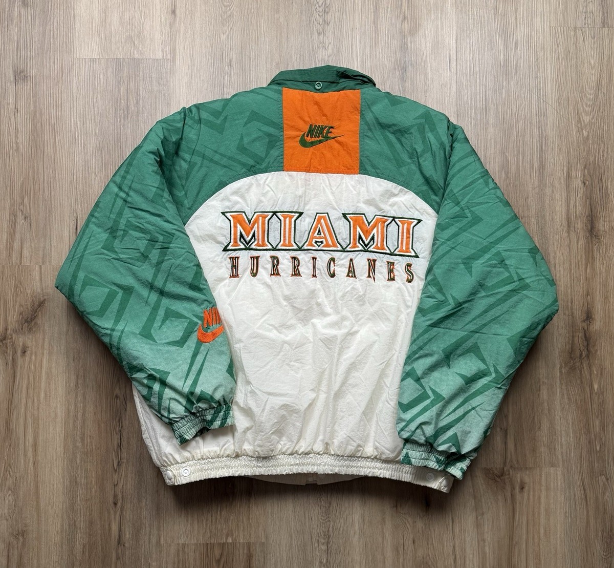 90s Vintage Nike Team Issue Miami Hurricanes Full Zip Puffer