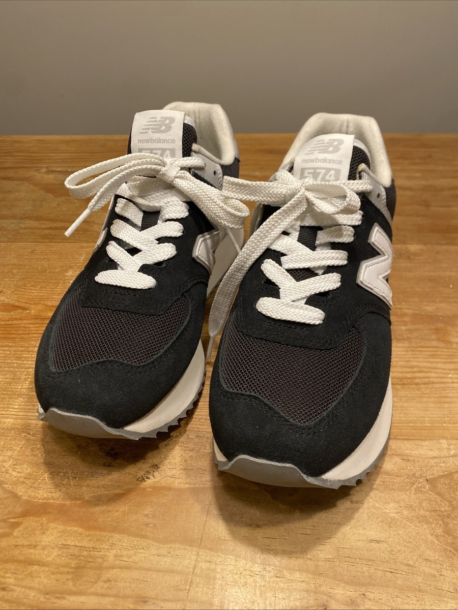 EUC New Balance 574+ Plus Platform Sneakers Womens 9.5 Black Grey