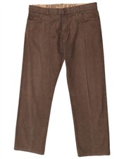 Murphy & Nye Herren Straight Freizeit Hose W38 L33 braun kariert Baumwolle GS05