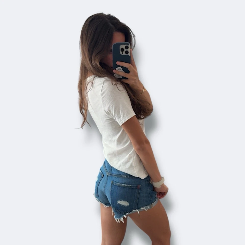 Pantalones cortos de mezclilla BDG para mujer talla 27 azul novio tiro bajo desgastados Foto 3 de 4