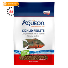 Aqueon Cichlid Slow Sinking Fish Food Pellets, Medium 1.56 Pound Pack of 1