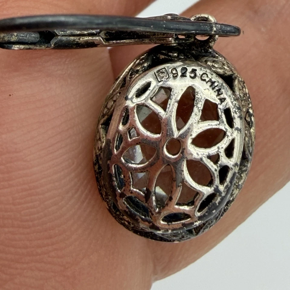 Brincos pendurados antigos de prata esterlina verde ametista prasiolita designer QVC - Imagem 4 de 4