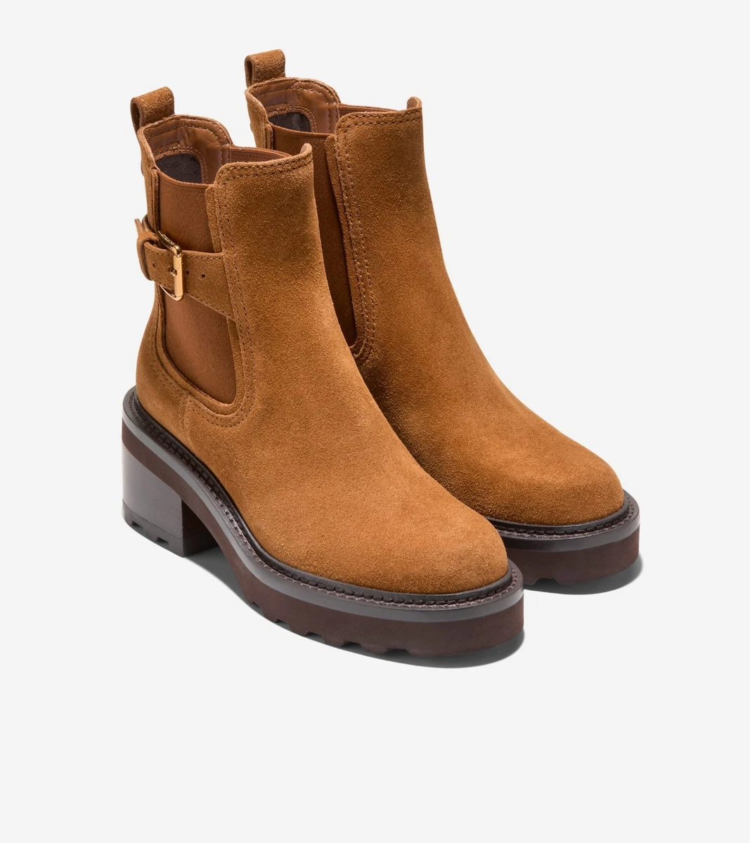 Bottes Femme Cole Haan En Cuir Souple Marron - Taille 9C (large) - Talon Moyen - Occasion