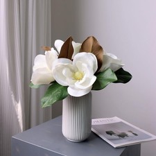 4pcs 15.7" White Magnolia Flowers Artificial,Real Touch Faux Magnolia Stems a...