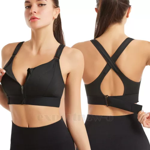 Damen Frontreißverschluss Sport Tank BH bequem & hautfreundlich Racerback Alltag - Bild 21 von 43