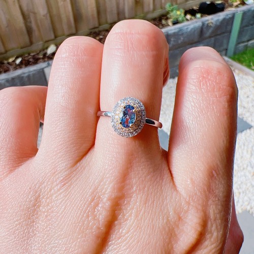 Beautiful Good Quality Natural Blue Topaz S925 Ring, Adjustable Size - Picture 2 of 7
