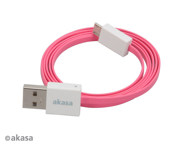 Akasa AK-CBUB16-10PK PROSLIM Super slim Type-A to Micro-B cable Pink 100cm