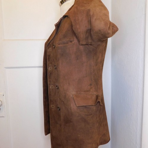 Giacca pelle scamosciata doppiopetto marrone XS uomo vintage anni 70 mod anni 70 - Foto 3 di 8
