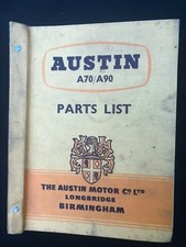 RARE Original Austin A70 and A90 Parts list manual 1959