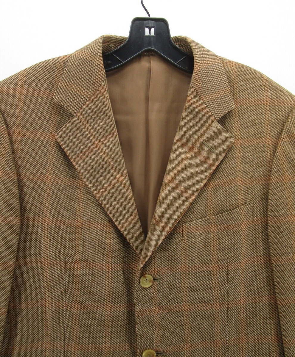 Ermenegildo Zegna Sport Coat Men 40 Brown Blazer Windowpane Neiman