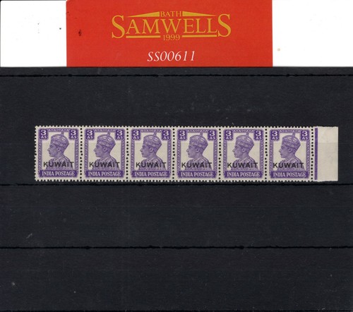 KUWAIT KGVI Stamps SG.58 STRIP SIX 3a Mint MNH India Overprint Cat £39+ SS611 - Picture 5 of 6