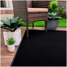 Koeckritz Economy Ribbed Black Indoor/Outdoor Area Rug for Patios, Balcony, Deck