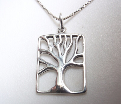 Lebensbaum Rechteck 925 Sterling Silber Anhänger