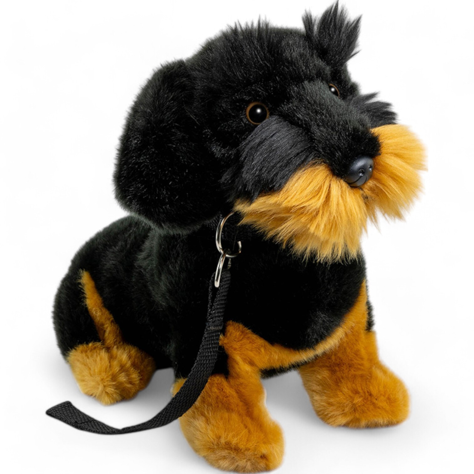 Carl Dick Dachshund Dog wire-haired with leash, Soft Toy, Cuddly Toy