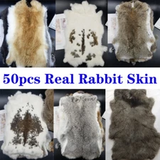 50pcs Real Rabbit Skin Pelt Fur Hide Tanned Leather DIY Craft Natural Bunny Skin