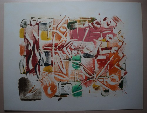 Dessin Gouache COMPOSITION ABSTRAITE de ROBERT CALIX (1919/2008) - Imagen 2 de 7