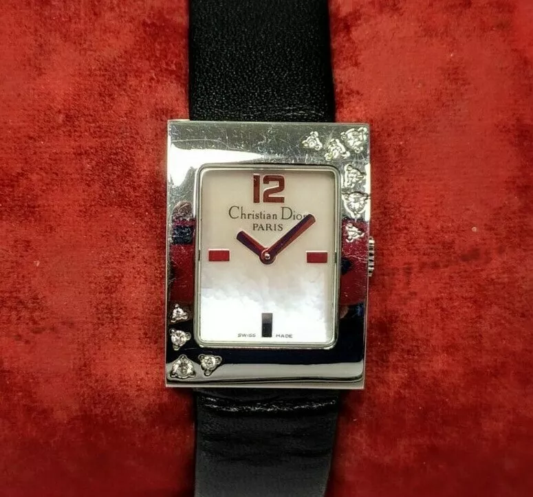 Boîtier acier Christian Dior Malice D78 1091 avec cadran nacré 10 diamants 