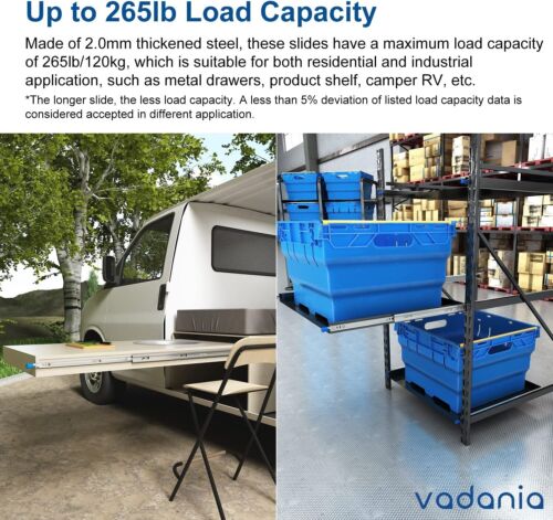 VADANIA 1000mm Heavy Duty Drawer Runners with Lock #VD2053 1 Pair, Max Load Side - Picture 2 of 9