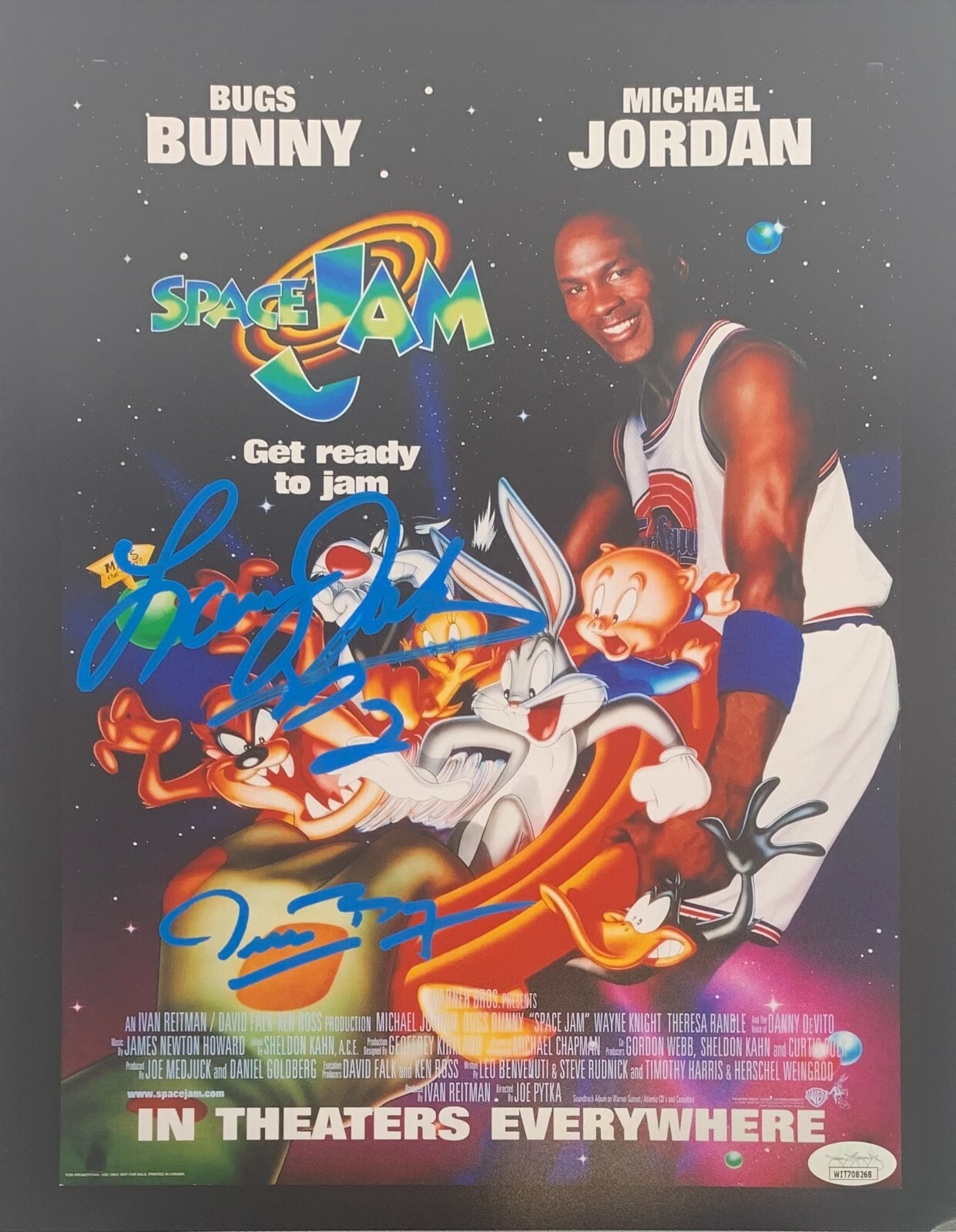 Larry Johnson Muggsy Bogues signed 11x14 photo NBA Space Jam JSA