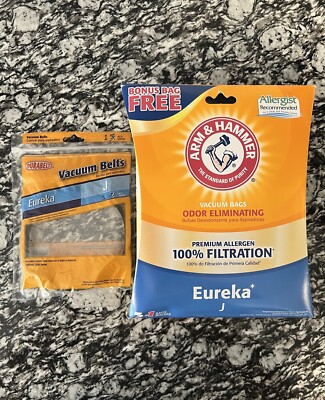 4 Arm & Hammer Eureka Odor Eliminating Vacuum Bags And 1 Belt  Style J