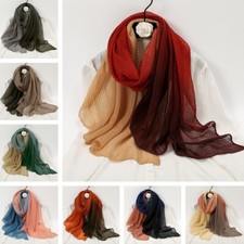Pleated Muslim Hijab Shawls Gradient Muslim Scarves Women Cotton Blend Headscarf