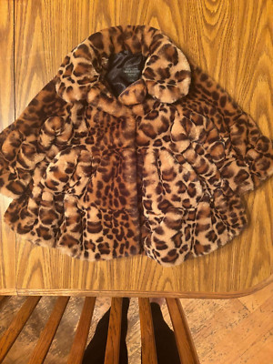 DONNA SALYERS' Fabulous Furs Leopard Print Short Jacket Kids XXS Beige Black