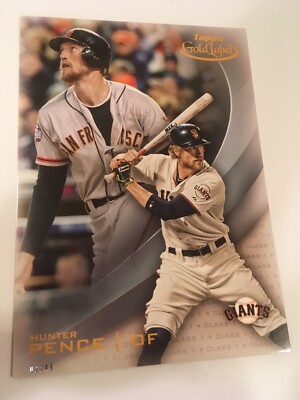 2016 Topps Gold Label Jumbo 5x7 Hunter Pence Giants 50 # d 02/49 Class 1