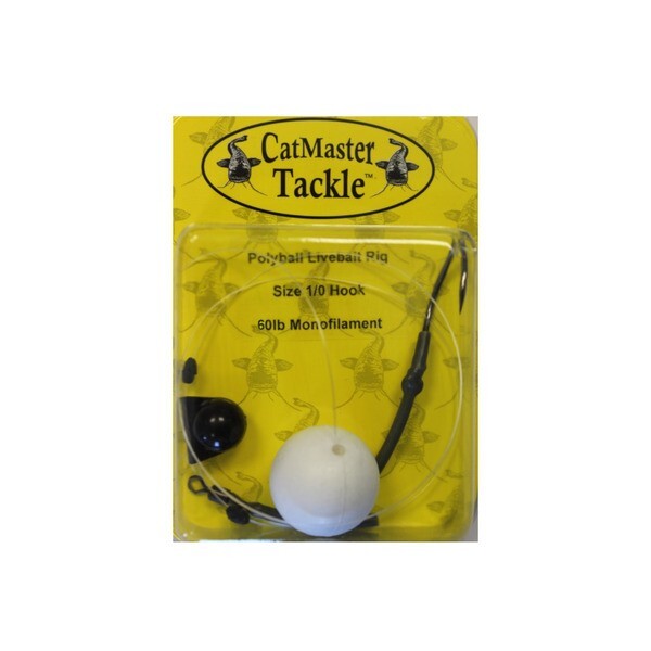 Catmaster Tackle White Polyball Livebait Rig 2/0 45lb Mono Catfishing