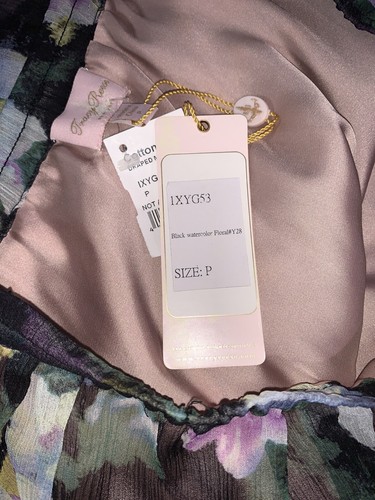 Tracy Reese Black Watercolor Floral Silk Skirt Size P - Picture 6 of 6