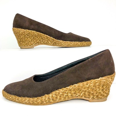 Orvis Womens Size 7.5 Brown Faux Suede Espadrille Wedge Shoes | eBay