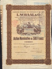 L. SCHAAL & CO Chocolate & Tea Strasbourg France 1927 issued to Mr Arthur Meyer