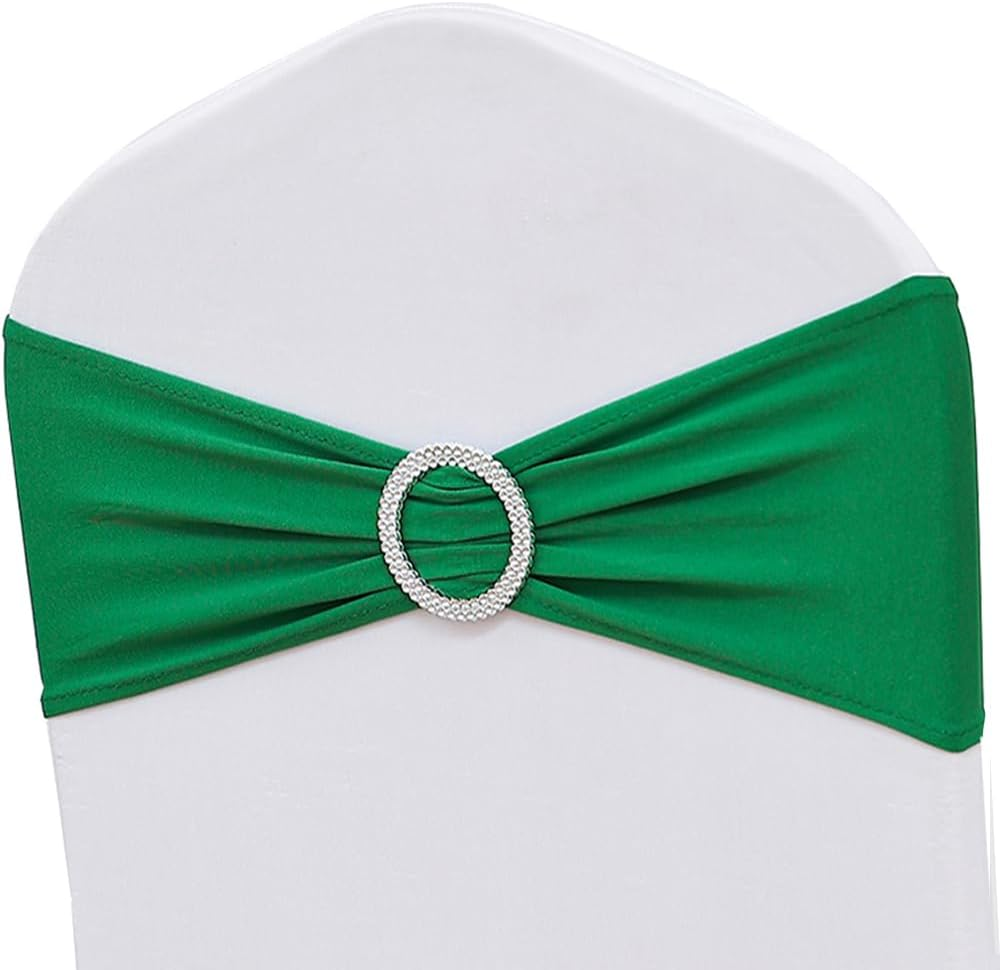 Stretch Spandex Chair Sashes for Wedding Reception Green Chair Sashes Bands with