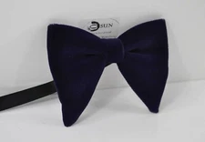 Men Navy Blue Velvet Large Oversize Butterfly Bow tie Wedding Groomsmen Prom