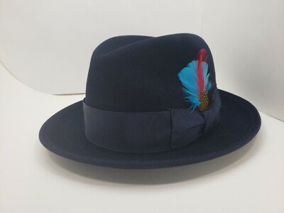 BILTMORE HAYDEN NAVY FUR FELT FEDORA 