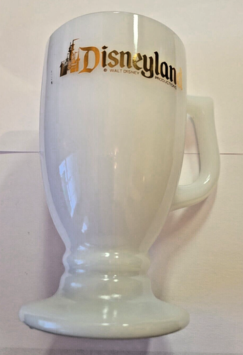 Vintage 1970s Pedestal Coffee Mug Disneyland California Gold White
