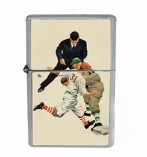 Baseball Vintage Rs1 Flip Top Oil Lighter Wind Resistant 