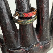 Embossed Dyed Leather Wrap Ring Size 8